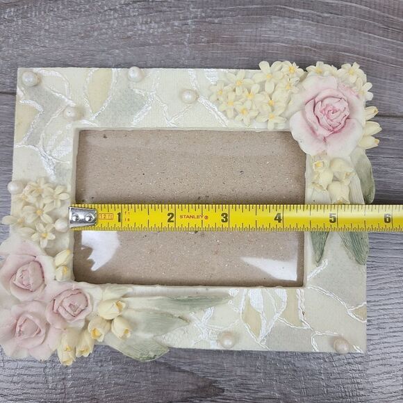 FLORAL 3D Embellished Floral & Pearl Ceramic Photo Picture Frame - Picture 13 of 14